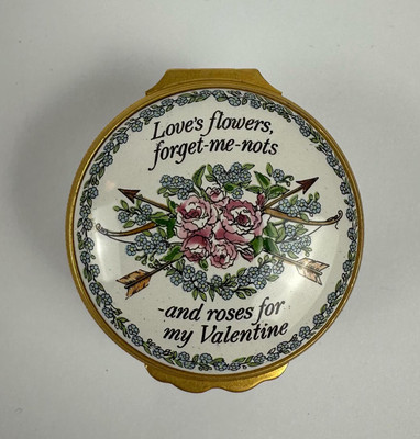 Halcyon Days Emaille Box 1986 Valentinstag 40. Rubin Jubiläum Geschenkbox Rosen PD