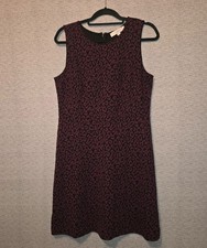 Ann Taylor Loft Sheath Dress Sleeveless Burgundy/ Wine Black Leopard Print Sz 10