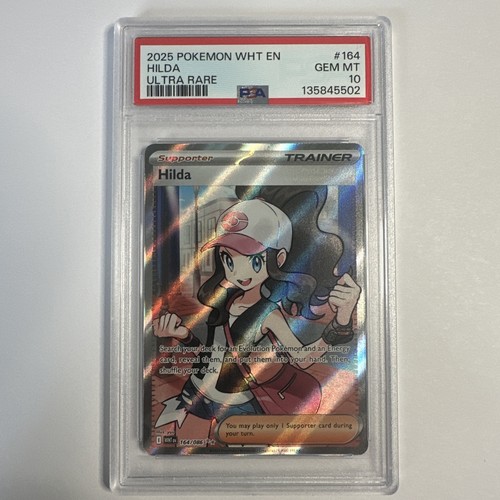 2025 POKEMON HILDA ULTRA RARE WHITE FLARE #164 PSA 10