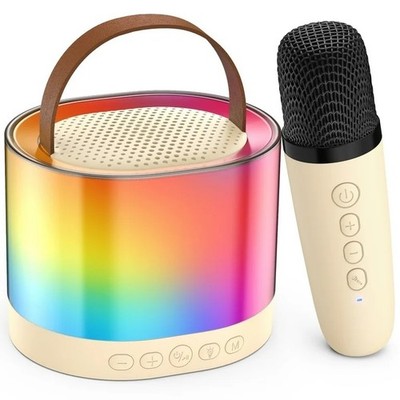 Mini Karaoke Machine for Kids LED Bluetooth Singing Speaker with 2 Mics