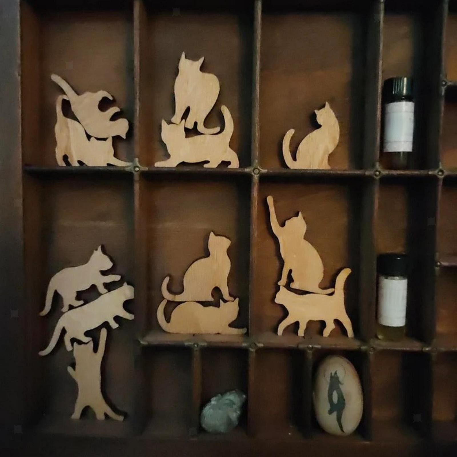 Wooden Cat Yoga Stacking Toy - Fun Desktop Decor for Kids