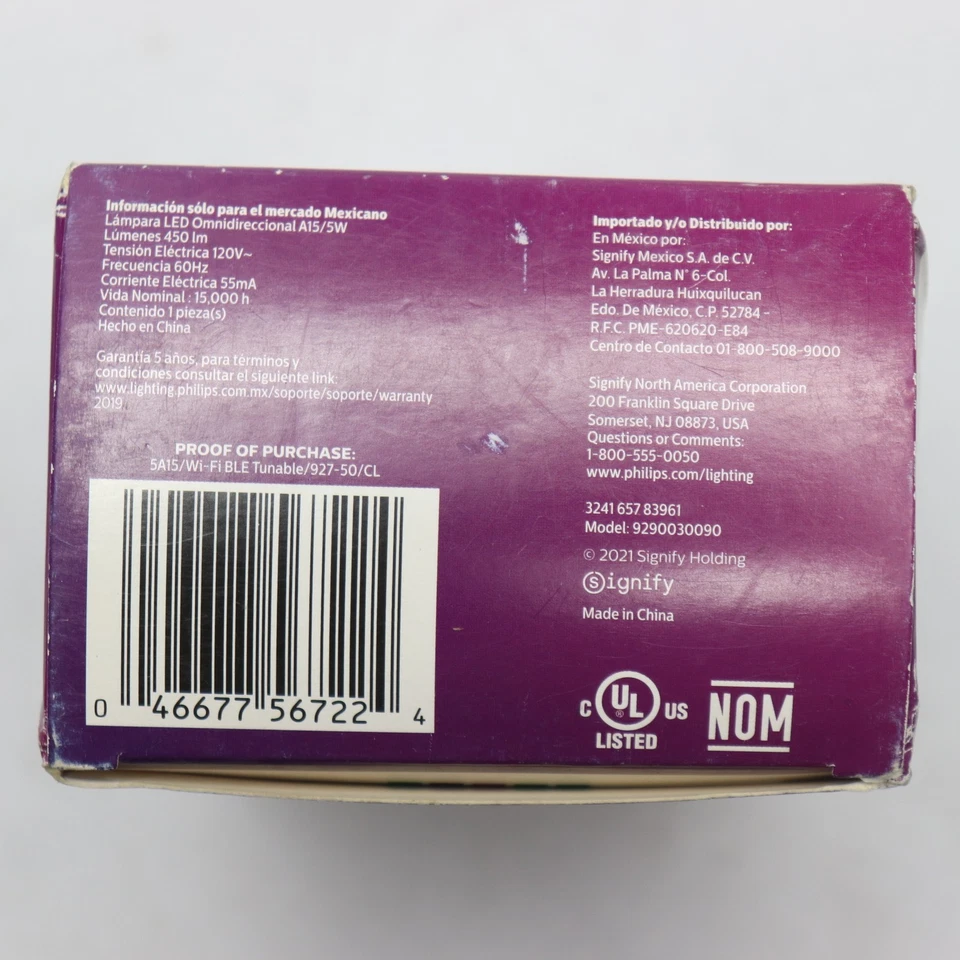 Philips Smart Wi-Fi LED Light Bulb Tunable White w/ Bluetooth A15 40W Eqv - Image 2 of 4