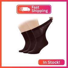 Hugh Ugoli 3 Pairs, Men's Cotton Diabetic Ankle Socks, Loose, Wide Stretchy, Non