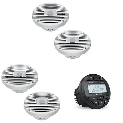 Hertz Marine Audio Bundle HMR-10 Bluetooth AM/FM Receiver + 4x 6.5'' Marine Sp...