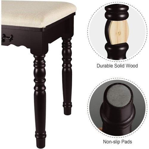 Modern Makeup Vanity Stool Eco-Friendly Durable Cushioned Seat Easy Assembly New - Picture 5 of 7