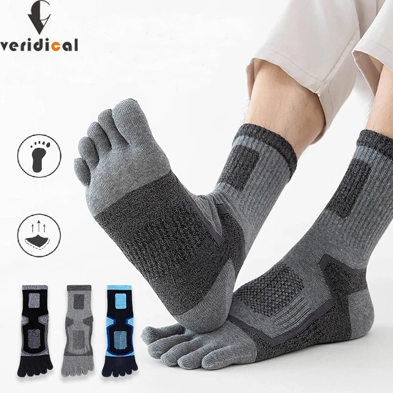 5 Pairs Men Sport Toe Socks Cotton Blend Stripe Five Finger Sock Breathable Soft - Image 2 of 4