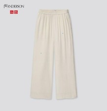 Uniqlo X JWA JW Anderson Ladies L Natural Easy  Wide Pants Flowy comfy classic