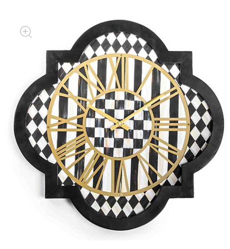 MacKenzie-Childs Courtly Check Tile Wall Clock black white checked striped
