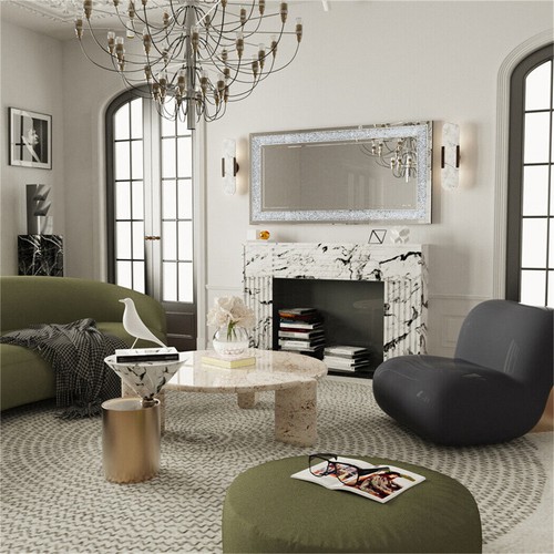 Huge Crystal Rhinestone Diamond Wall Mirror Wall Hang Frameless Vanity Mirrors - Picture 6 of 12