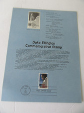 Duke Ellington (Black Musician) 22c Stamp Souvenir Page Fdc Sc#2211 Issued 1986