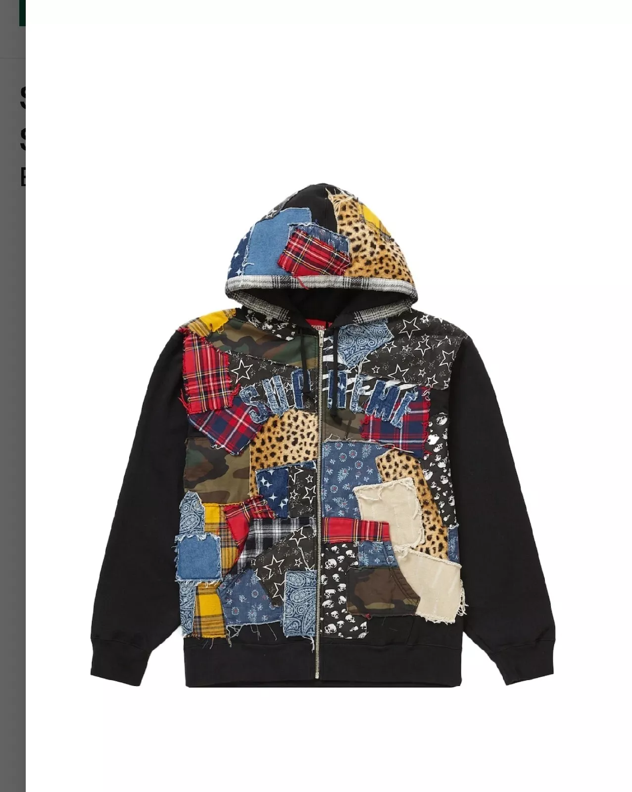 Sweat à capuche zippé complet patchwork Supreme FW22 grand n ° 2 ressemblent à 1 graal