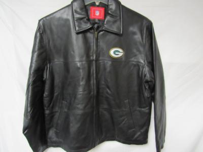 Green Bay Packers Mens Size Medium Full Zip Embroidered Leather