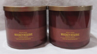 White Barn Bath & Body Works 3-wick Scented Candle Set Lot of 2 WHISKEY RESERVE