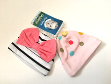 GERBER ORGANIC COTTON BEANIE HATS BABY GIRLS SIZE 0-6M PINK  WHITE HATS NWT