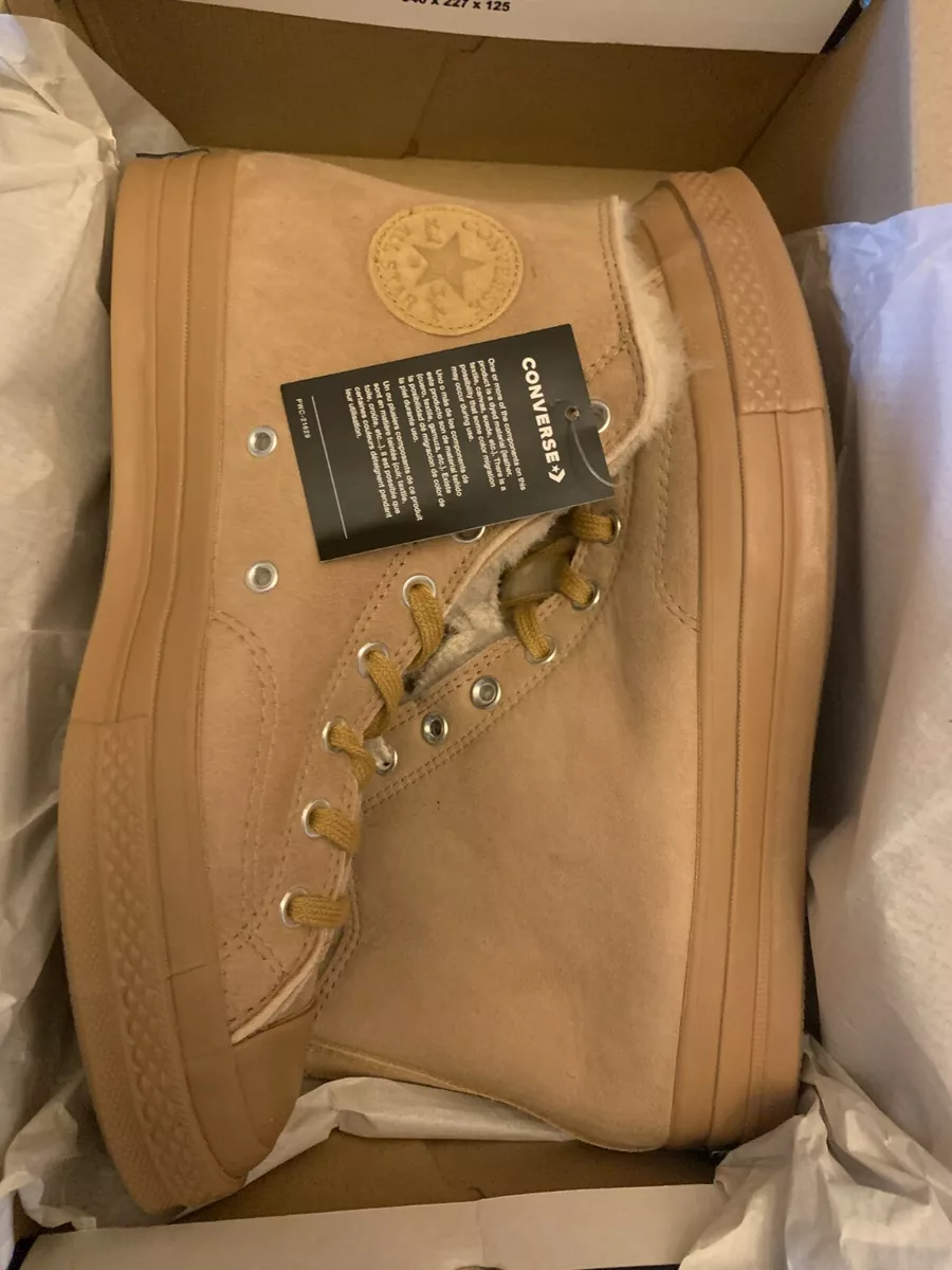 Converse Chuck Taylor 70 Shearling Lined Iced Coffee Wheat 166318C Size 10
