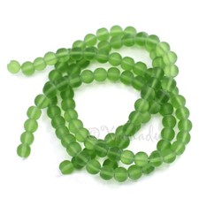 Green Wholesale Round 8mm Frosted Glass Beads G4318 - 50, 100 Or 200PCs
