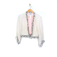 Edward Achour Paris Cropped Cotton Blend Womens Chunky Knit Blazer To Fit ~s