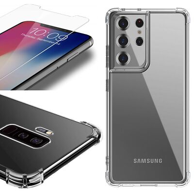 Handyhülle Schutz Hülle Silikon Hülle Kantenschutz + Panzerfolie Case Cover klar