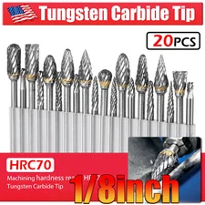 20Pcs Head Tungsten Carbide Rotary Burr Die Grinder Bit Shank Carving Set 3 &6mm