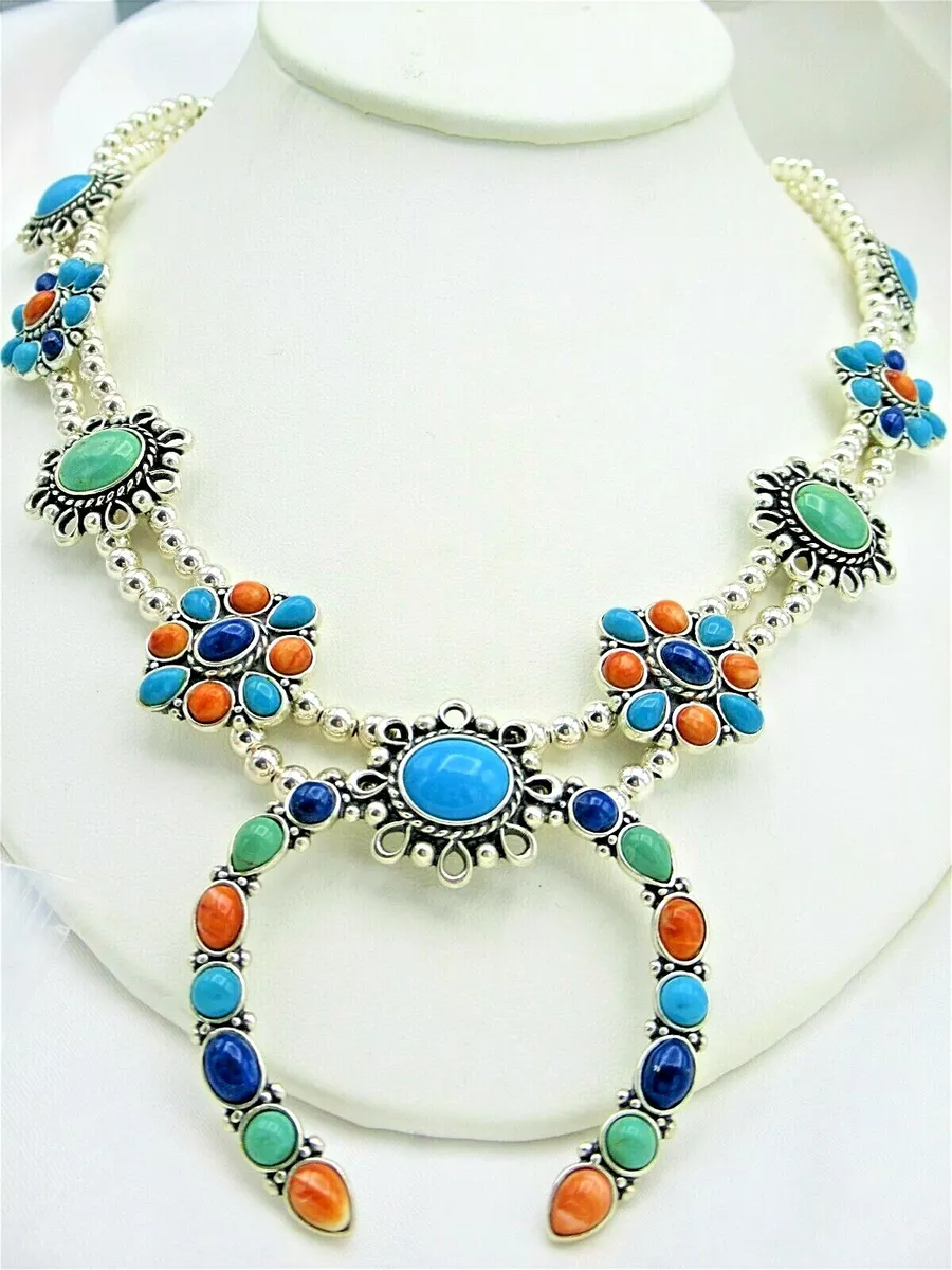 CAROLYN POLLACK QVC SOUTHWEST MULTI STONE SQUASH BLOSSOM NAJA