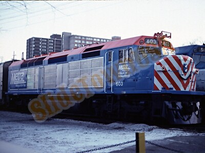 Vintage 1986 Train Slide 603 Metra Engine Elgin IL Y2I188
