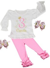 PRINCESS BIRTHDAY OUTFIT - PINK - PRINCESS CROWN OUTFIT - HEARTS - BIRTHDAY