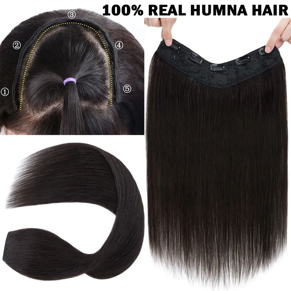 V-образный кусок 100% человеческих волос расширения Remy цельный невидимый U-часть утка - Изображение 4 из 4