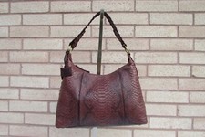 Via Spiga Bordo Python Embossed Leather Hobo Shoulder Bag Purse Nwt $ 350