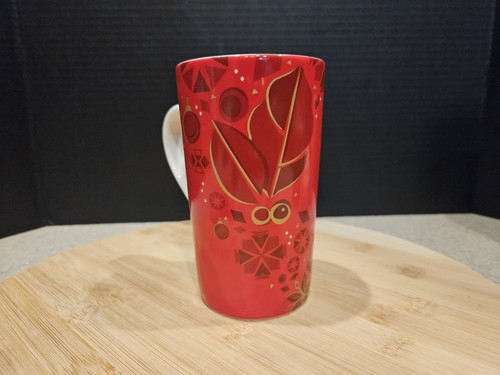 Starbucks Coffee Mug Tea Cup 16oz Siren Christmas Red Holly Ceramic 2013 Holiday - Picture 2 of 11