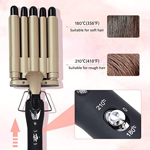 Hair Crimper Iron 5 Barrel Curling Iron Wand, 0.6 Inch Hair Waver Iron Hair C... - Picture 3 of 7