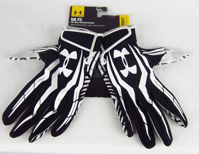 Black/White Under Armour F3 Skill position Football Gloves Md L XL