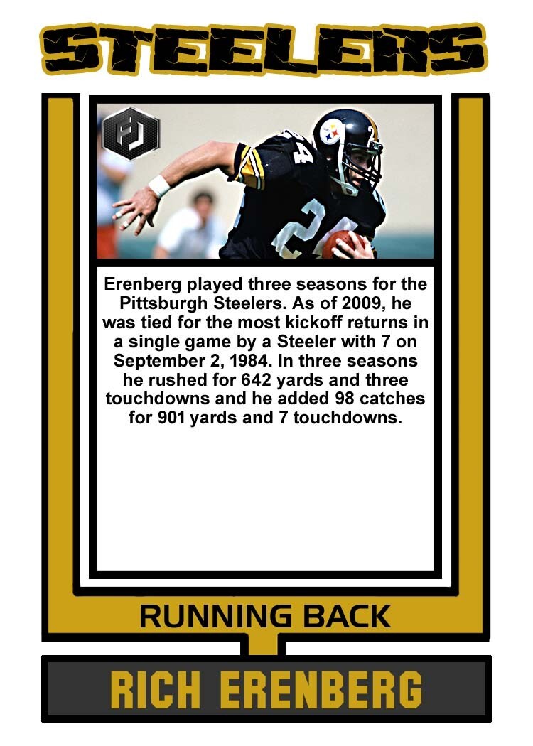 ACEO RICH ERENBERG PITTSBURGH STEELERS CUSTOM HAND MADE ART CARD