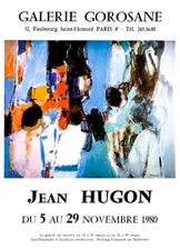 Vintage Jean Hugon Original 1980 French Lithograph Art Gallery Exhibit Poster
