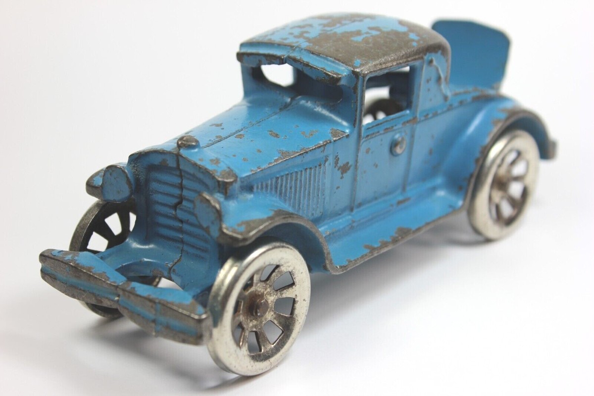 Vintage Original Arcade 1928 Cast Iron #109 Blue Model A Coupe w