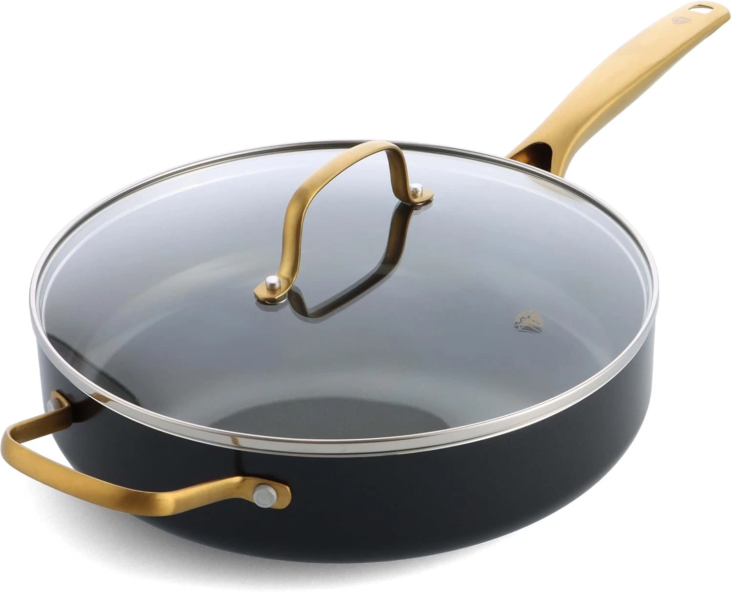 Gold 4QT Ceramic Nonstick Saute Pan - Induction & Oven Safe, Metal Utensil Safe