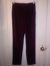VTG Ladies Burgundy / Red Wine Back Elastic Side Waist Velvet Dress Pants Sz: 8