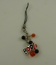 Boo with orange and black beads cell phone purse charm Halloween