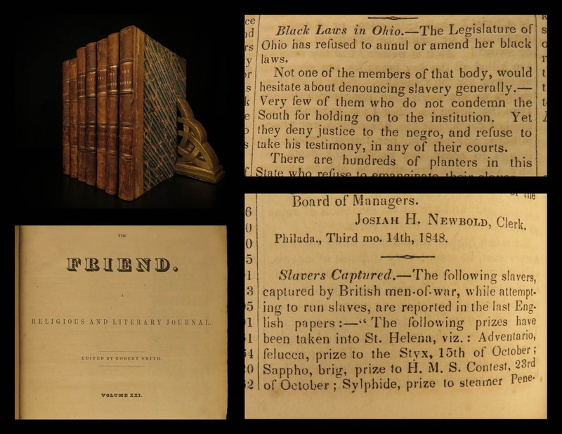 1848 Early Americana The Friend Quaker Religious INDIANS Slavery Abolition 7v