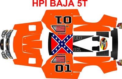 HPI Baja 5t ORANGE GENERAL TROPHY TRUCK Theme body wrap decals
