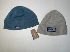NWT 2 Patagonia Winter Hats - 1 Wool Beanie Gray, 1 Better Sweater Hat Teal Blue