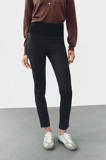 Zara Women  s WIDE WAISTBAND LEGGINGS In Dark Grey Size S New