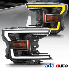 2018 2019 Ford F150 F-150 LED Bar Black Sequential Signal Projector Headlights