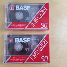 BASF Ferro Extra 90 Minute Blank Audio Cassette Tapes - Lot of 2 New Sealed