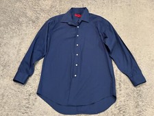 Bergamo New York Dress Shirt Mens Large Fitted Blue Long Sleeve Button Career