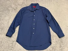 Bergamo New York Dress Shirt Mens Large Fitted Blue Long Sleeve Button Career