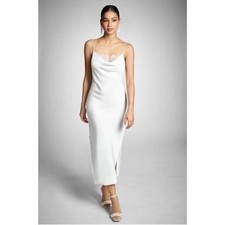 Sachin & Babi NEW Dylan Dress Cowl Neck Midi Slip Dress Ivory Button Slit Sz 4