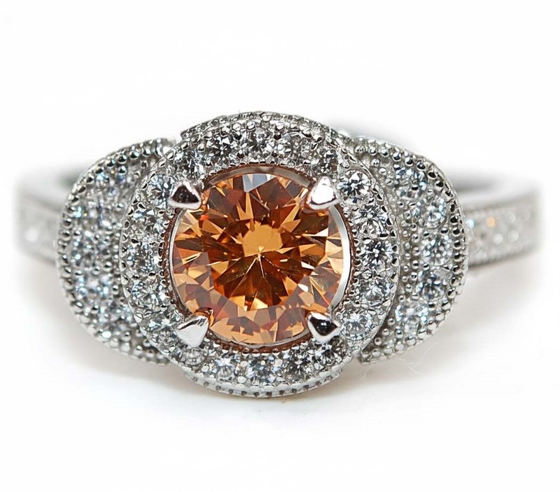 2CT  Padparadscha 925 Genuine Sterling Silver Ring Sz 8 MM5-6