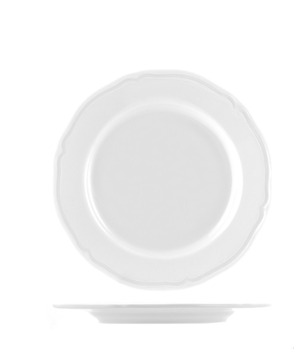 12 Flat Plates Table Prague In White Porcelain 10.24 Inches Made In Italy