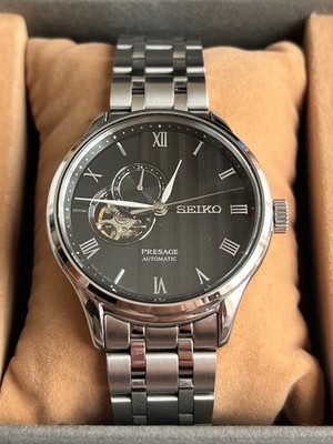 Seiko Presage SARY093 Open Heart Black Dial Stainless Steel Armbanduhr