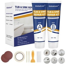 Tub Repair Kit White, Fiberglass Shower tub and Porcelain Sink Repair Kit, Ac...